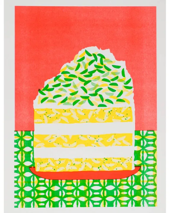 Alice Oehr - Pistachio Sponge Slice Riso Print - A3 | Art & Prints