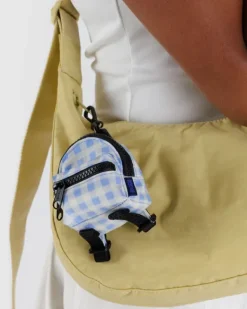 Baggu - Backpack Charm - Light Blue Gingham | Keyrings & Bag Charms | Bags