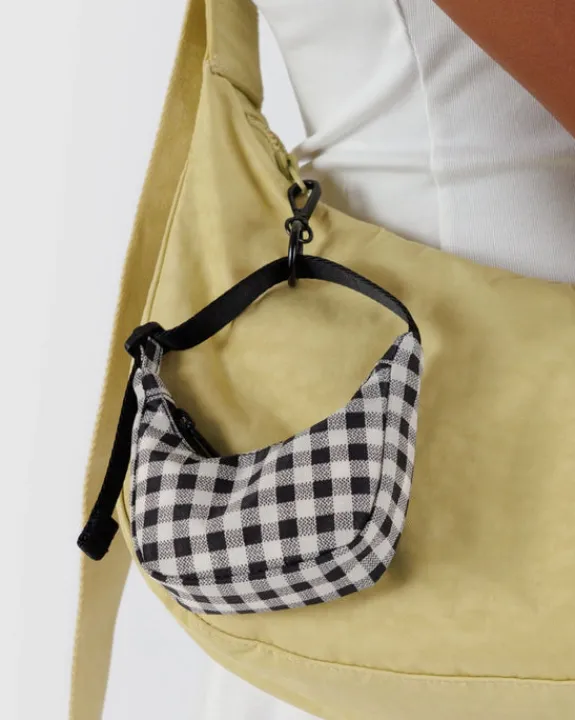 Baggu - Crescent Bag Charm - Black & White Gingham | Keyrings & Bag Charms | Bags
