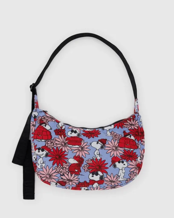 Baggu - Medium Nylon Crescent Bag - Floral Snoopy | Bags