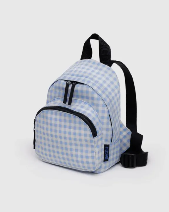 Baggu - Mini Nylon Backpack - Light Blue Gingham | Bags