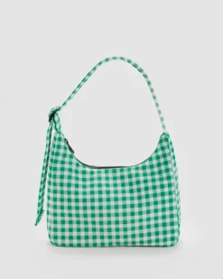 Baggu - Mini Nylon Shoulder Bag - Green Gingham | Bags
