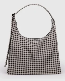 Baggu - Nylon Shoulder Bag - Black & White Gingham | Keyrings & Bag Charms | Bags