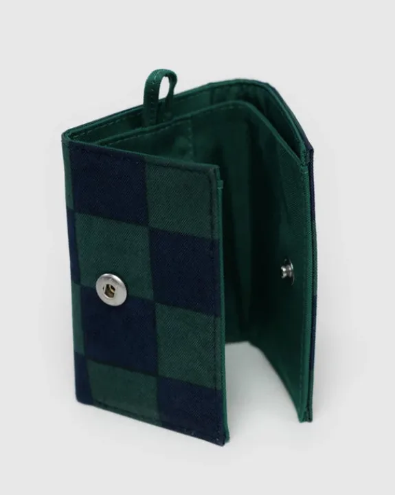Baggu - Snap Wallet - Navy Green Check | Bags