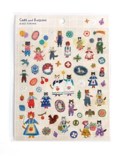 Aiko Fukawa Cats and Buttons Stickers - | Stickers, Stationery & Scrapbooking