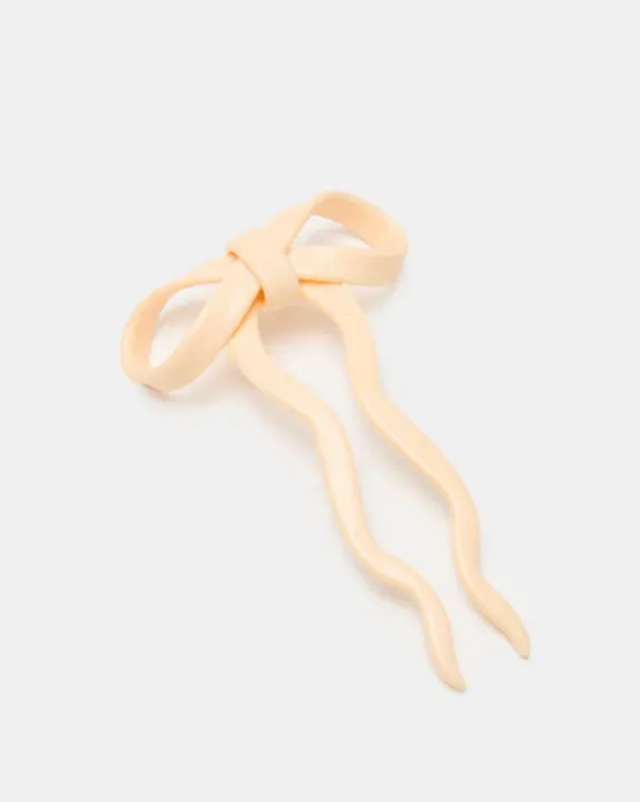Chunks - Bow Hairpin in Cream - Small | Hair Accessories