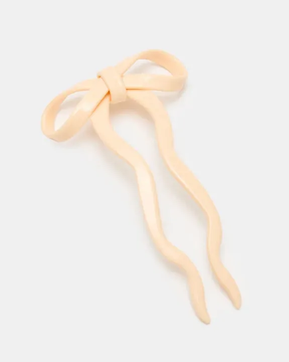 Chunks - Bow Hairpin in Cream - Large | Hair Accessories
