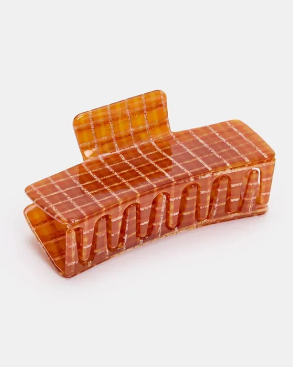 Chunks - Jumbo Box Claw - Caramel Plaid | Hair Accessories