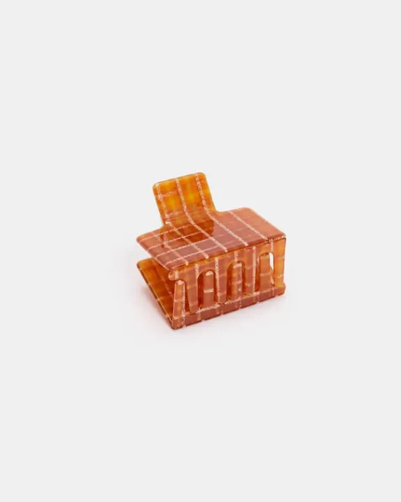 Chunks - Midi Box Claw - Caramel Plaid | Hair Accessories