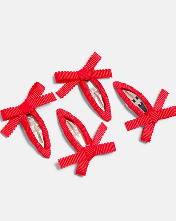 Chunks - Mini Bow Snap Clips - Cherry | Hair Accessories