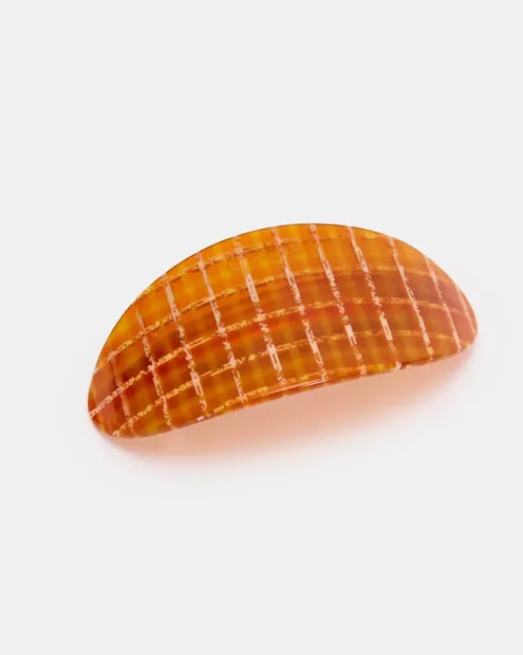 Chunks - Oval Barrette - Caramel Plaid | Hair Accessories