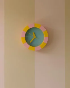 Daniel - Emma Daniel + Emma - Stripe Clock - Pink/Yellow | Fun Things For The Kitchen | Vases