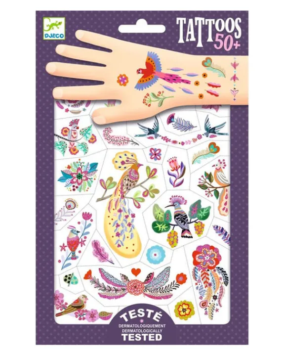 Djeco - Bright Birds Temporary Tattoos | Kids Kids Craft & Activities