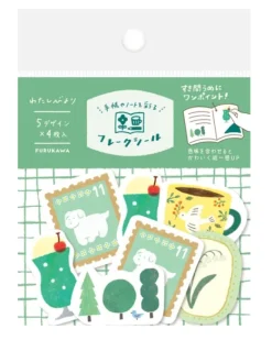 Furukawashiko - Washi Flake Stickers - Cute Green Things | Stickers, Stationery & Scrapbooking