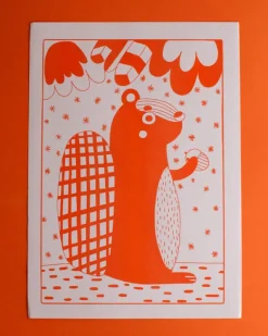 Graphic Nugget - Orange Squirrel Riso Print - A4 | Art & Prints