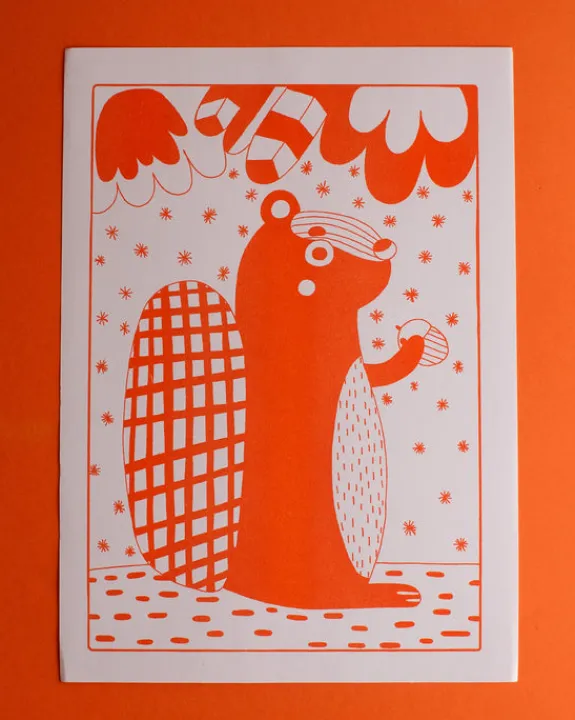 Graphic Nugget - Orange Squirrel Riso Print - A4 | Art & Prints
