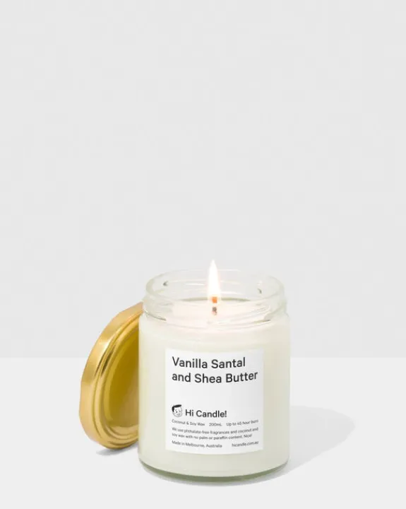 Hi Candle! - Vanilla Santal and Shea Butter | Scented Candles & Room Sprays | Scent & Care