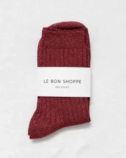 Le Bon Shoppe - Her Socks Lurex - Carmine Glitter | Socks | Accessories & Clothing