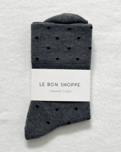 Le Bon Shoppe - Sneaker Socks - Polka Dot - Charcoal / Black | Socks