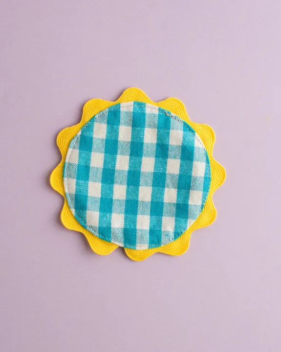 Mardi Powell - Coaster - Aqua and Yellow Ricrac | Tableware | Home Decor