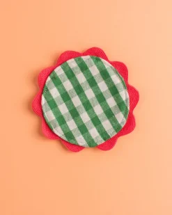 Mardi Powell - Coaster - Green and Pink Ricrac | Tableware | Home Decor