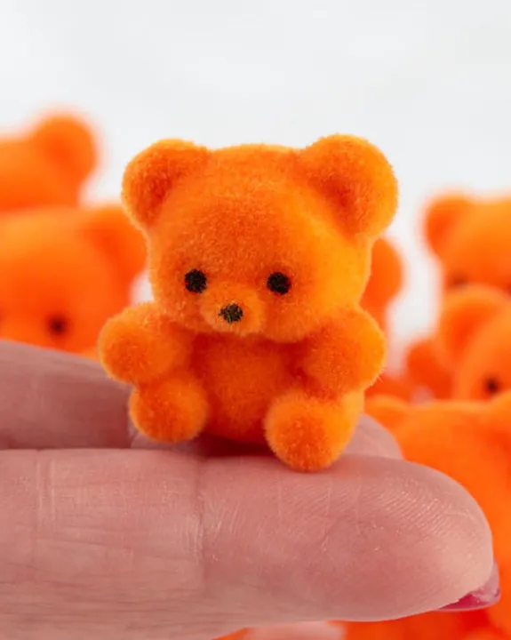 Pinky's Melbourne Orange Miniature Flocked Teddies | Objects