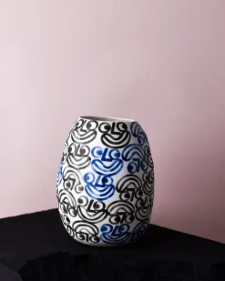 Rittle King - Large Vase - Faces - Blue and Black | Vases | Objects