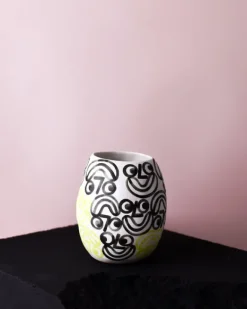 Rittle King - Small Vase - Faces - Green and Black | Vases | Objects
