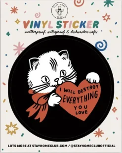 Stay Home Club - Destroy (Cat) Vinyl Sticker | Stickers, Stationery & Scrapbooking