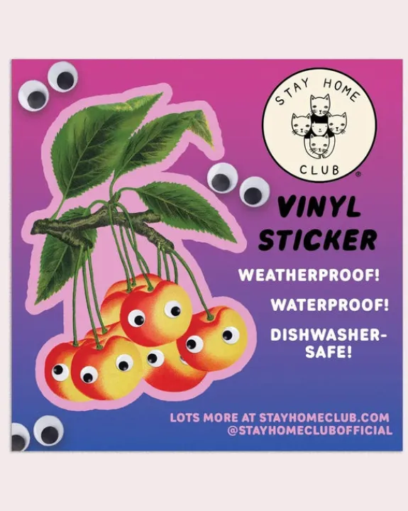 Stay Home Club - Googly Cherries Vinyl Sticker | Stickers, Stationery & Scrapbooking