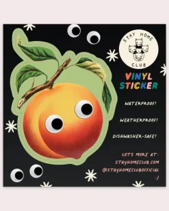 Stay Home Club - Googly Peach Vinyl Sticker | Stickers, Stationery & Scrapbooking