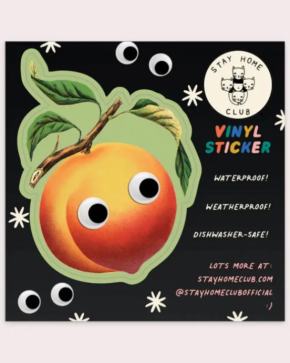 Stay Home Club - Googly Peach Vinyl Sticker | Stickers, Stationery & Scrapbooking