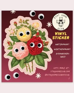 Stay Home Club - Googly Roses Vinyl Sticker | Stickers, Stationery & Scrapbooking