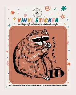 Stay Home Club - Scrappy Raccoon Vinyl Sticker | Stickers, Stationery & Scrapbooking
