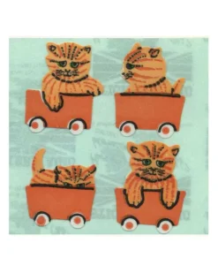Sticker Magic Stickermagic - Tear-off Stickers Square - Kittens in Train | Stickers, Stationery & Scrapbooking