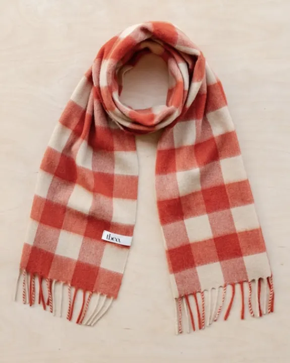 TBco - Lambswool Scarf in Orange Gingham | Scarves | Accessories & Clothing