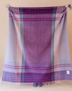 TBco - Recycled Wool Blanket in Lavender Micro Gingham | Blankets, Throws & Cushions