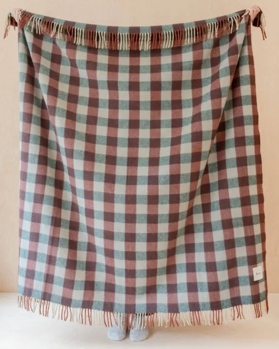 TBco - Recycled Wool Blanket in Teal Gingham | Blankets, Throws & Cushions