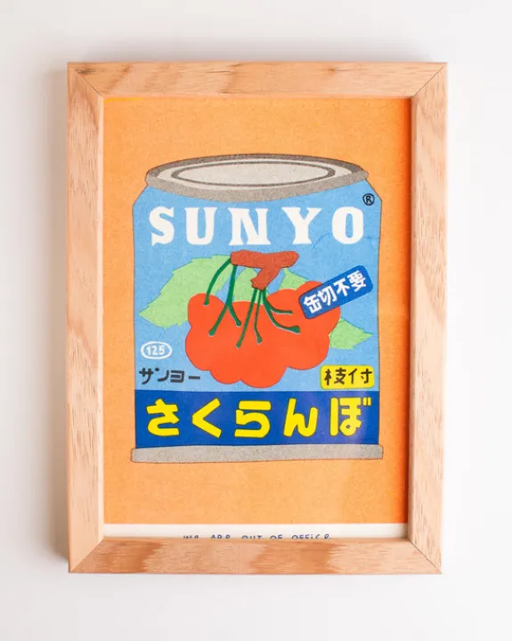 we are out of office - Raw Ash FRAMED Riso Print - Canned Cherries | Fun Things For The Kitchen | Art & Prints