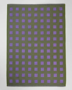 Wrap - Tea Towel - Squares Olive/Lilac - Tea Towel | Tea Towels & Oven Mitts