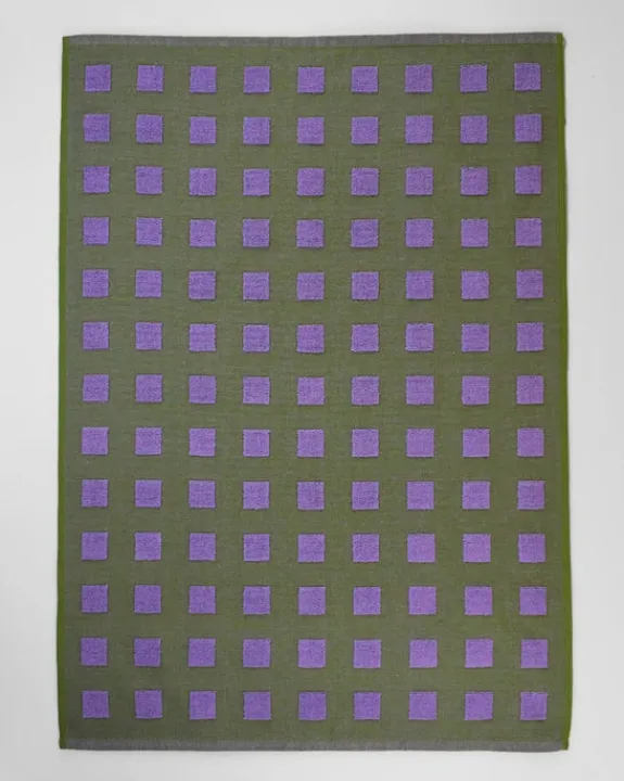 Wrap - Tea Towel - Squares Olive/Lilac - Tea Towel | Tea Towels & Oven Mitts