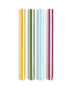 Yod and Co - Stripes Dinner Candles - Mixed Set - White Lights 1 | Tableware | Candles & Holders