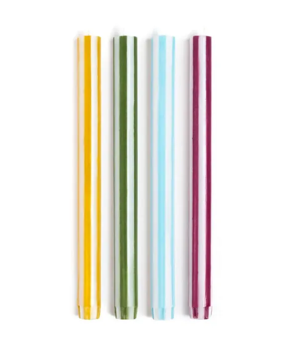 Yod and Co - Stripes Dinner Candles - Mixed Set - White Lights 1 | Tableware | Candles & Holders